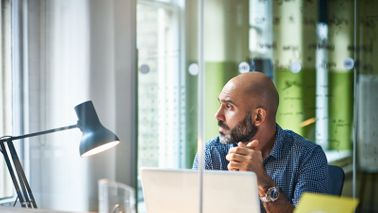 Man takes break from work to think deeply